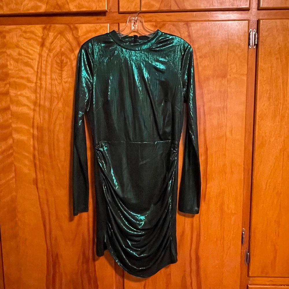 Metallic green mini dress by Lulu’s (L)
